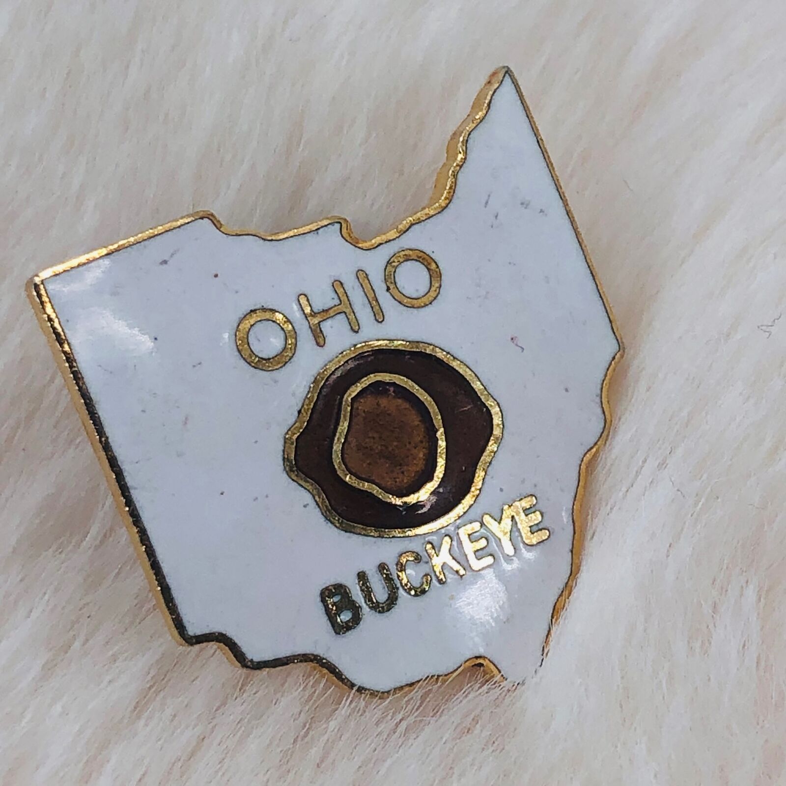 Vtg Ohio Buckeye Souvenir State Enamel Lapel Pin