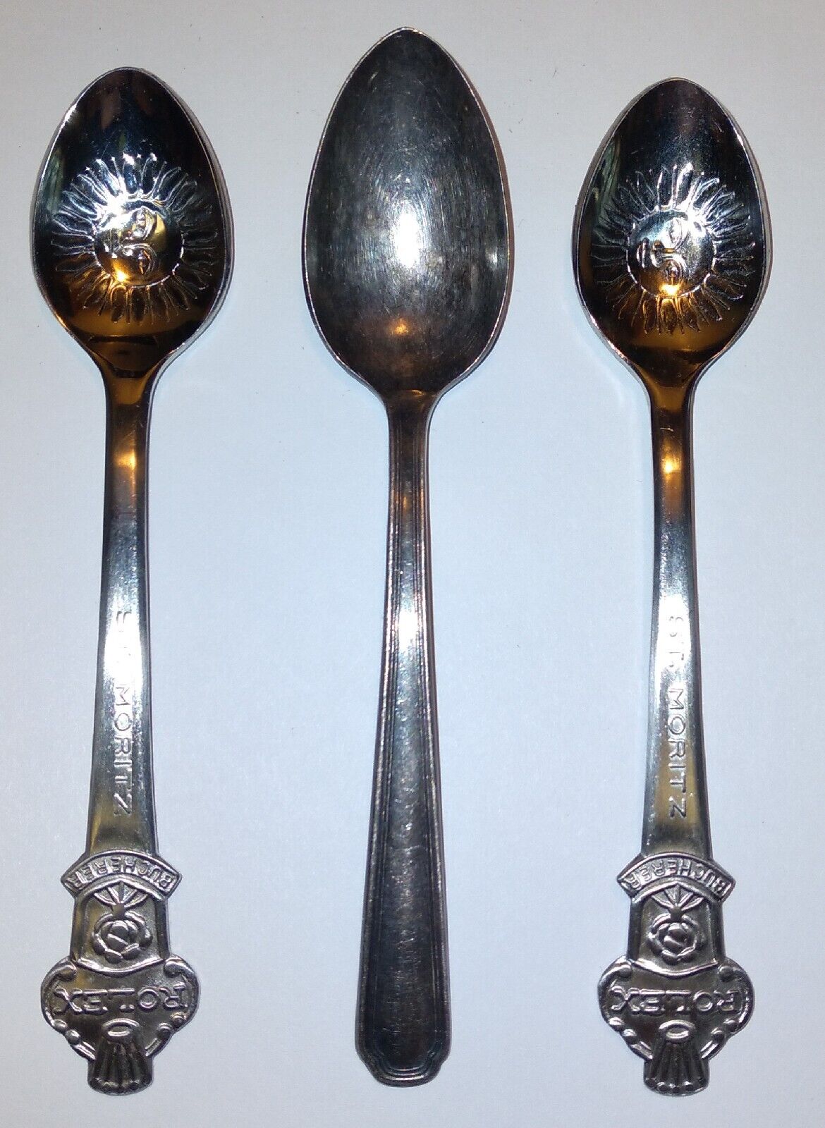 Lot of 2  Rolex Bucherer of Switzerland Souvenir Spoons + 1 Extra