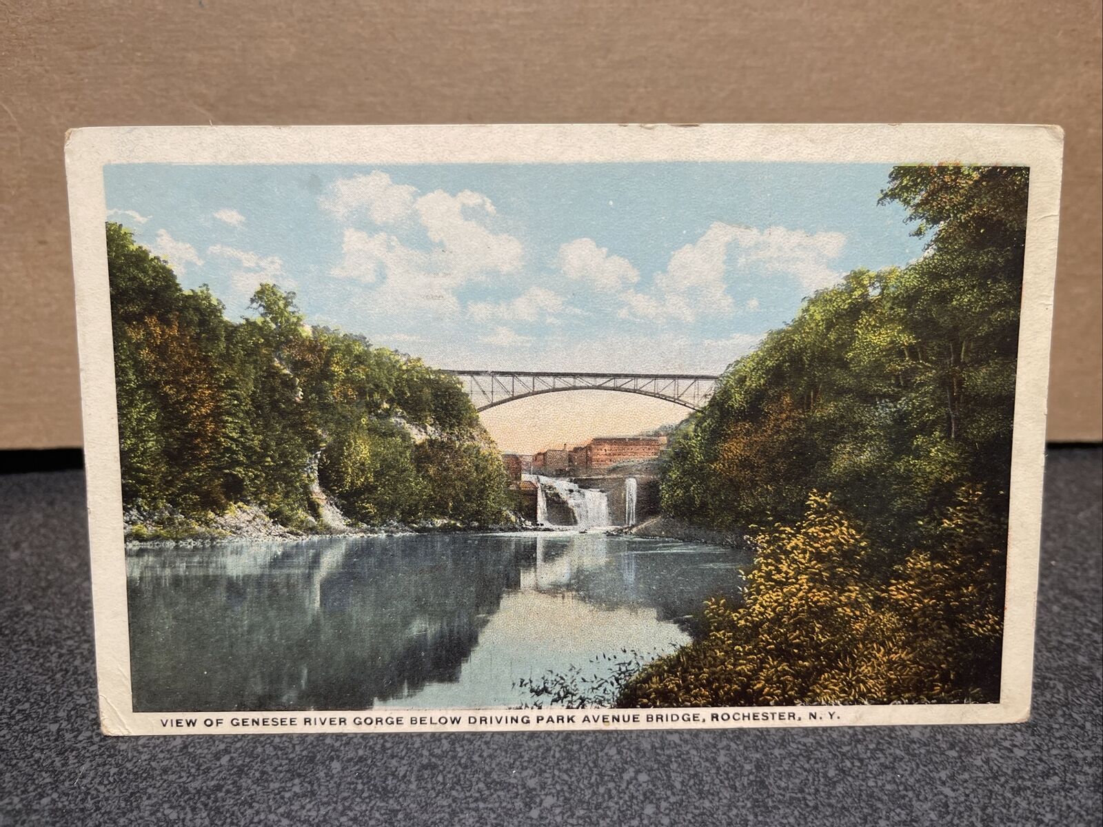 Genesee river gorge below driving Park Avenue bridge Rochester NY Postcard