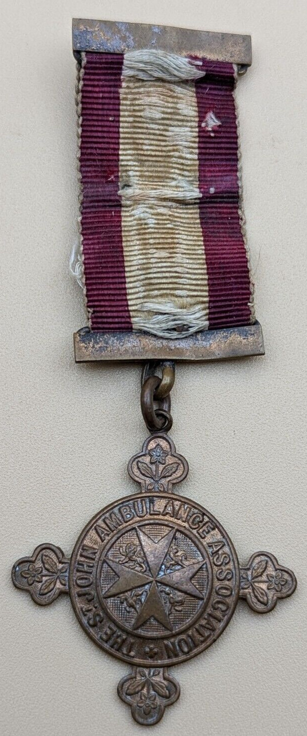 Vtg British World War II WW2 St. John Ambulance Assoc First Aid Medal NAMED