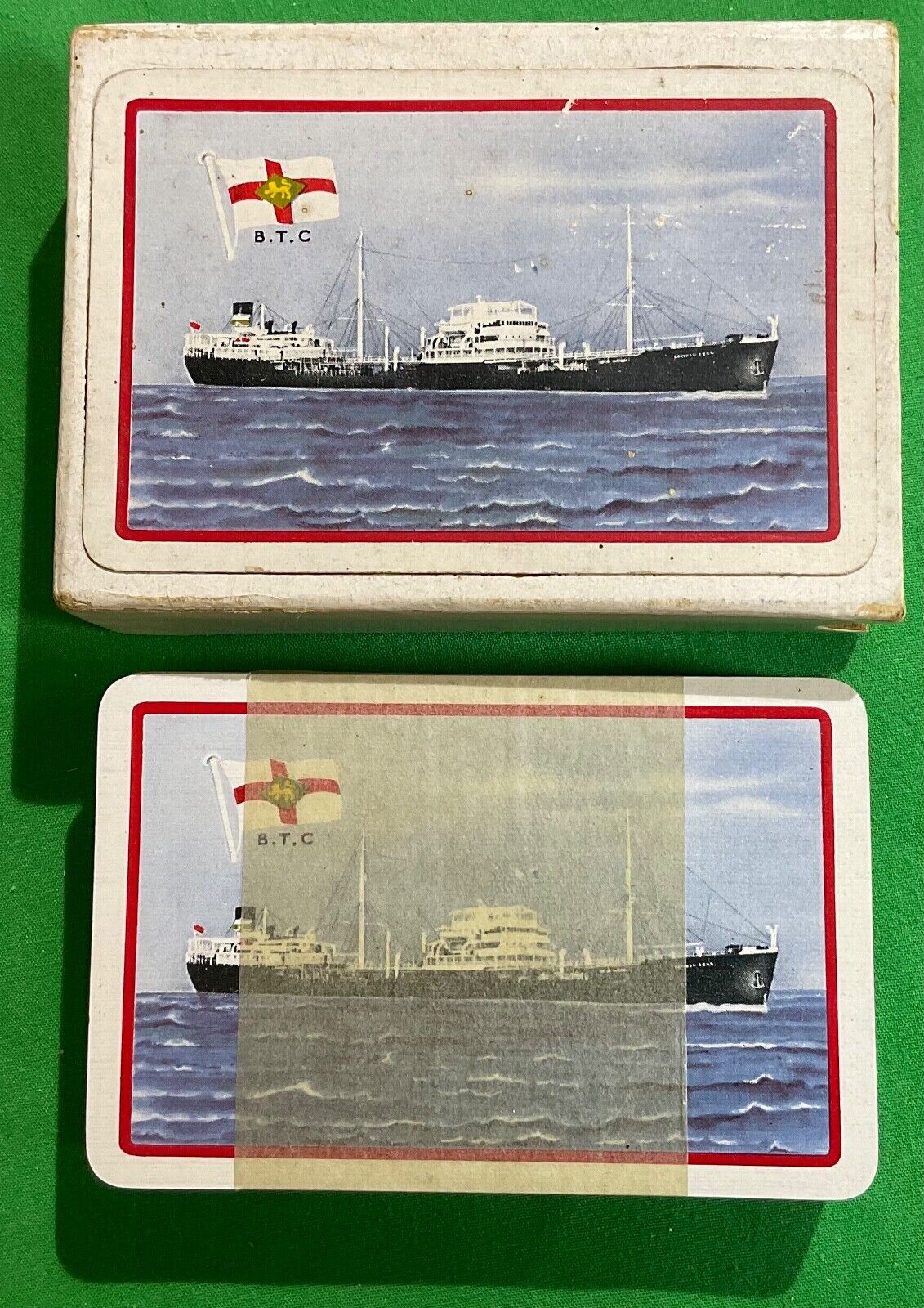 Old Vintage * BTC BRITISH TANKER SHIPPING * Advertising Playing Cards OIL SHIP