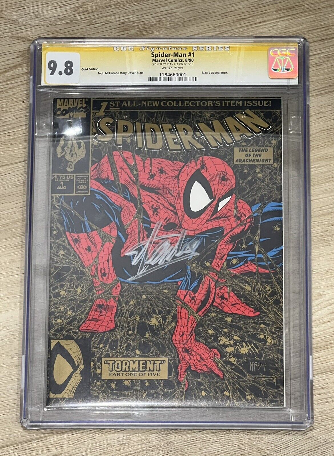 Spider-Man #1 CGC 9.8 Gold Signed by Stan Lee 1990 Torment, Rare Collectible