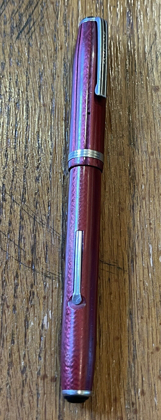 Vintage Esterbrook Red Metallic Celluloid Fountain Pen Untested 5” USA 1555