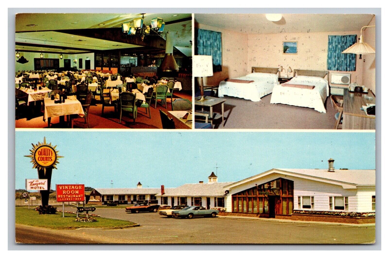 Dunkirk NY New York Vineyard Motel Quality Courts Unposted Chrome Postcard