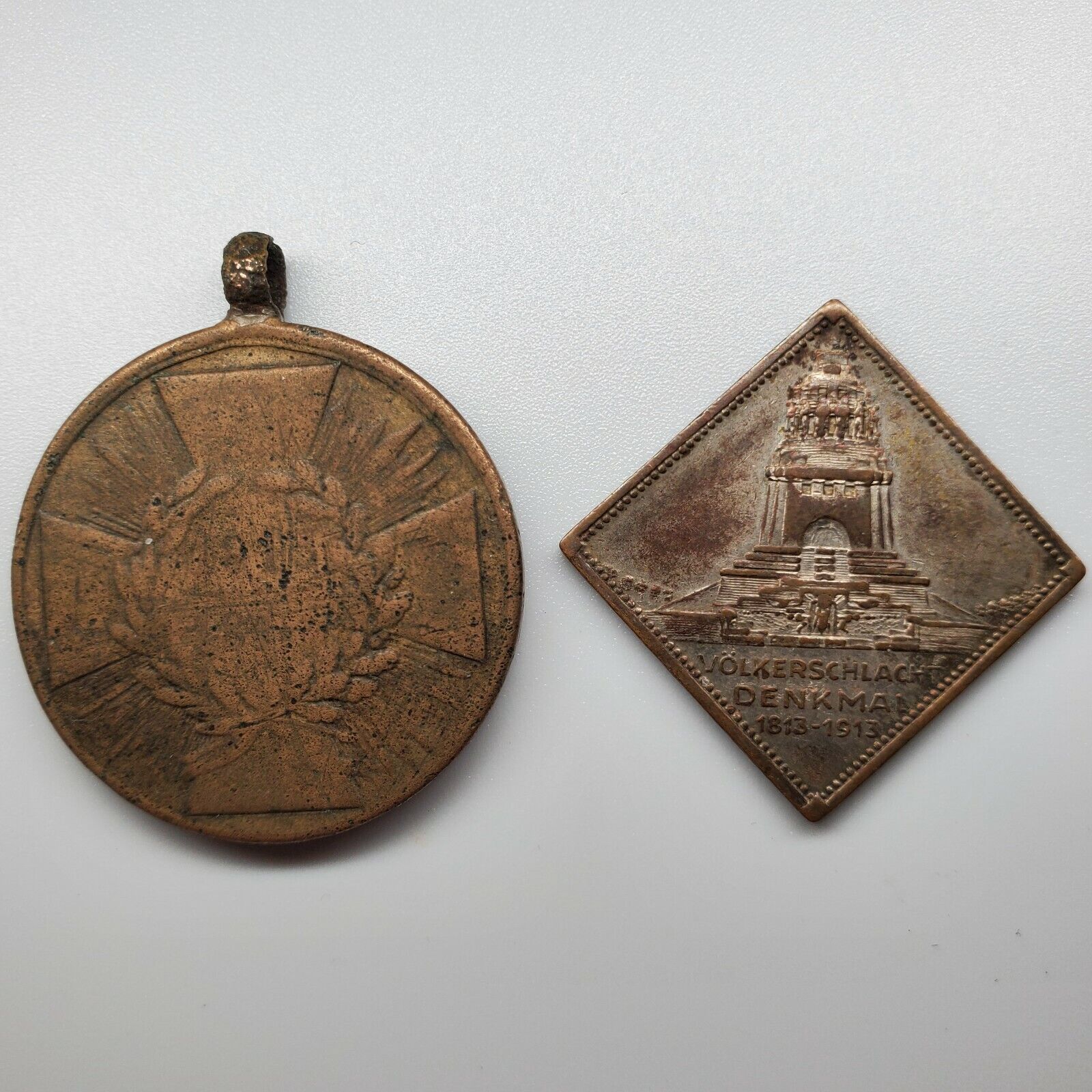 Napoleon bronze medal War 1813 1814 1913 German cannon award coin Leipzig army