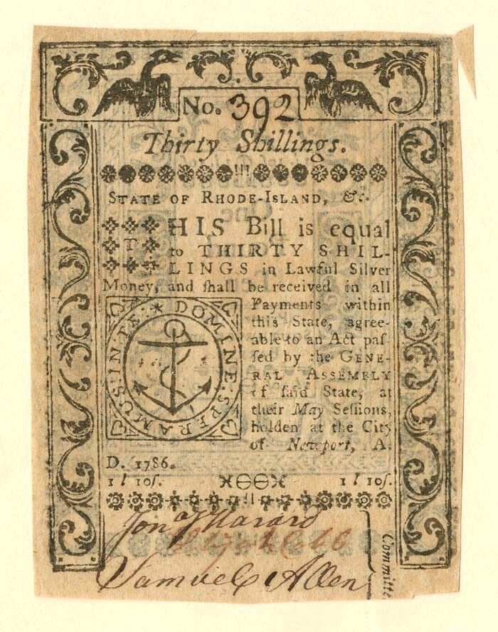 Colonial Currency - FR RI-299 - May 1786 - Paper Money - Paper Money - US - Colo