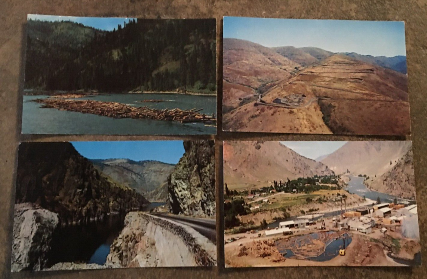Lot of 4 Vintage Chrome Postcards Idaho Mountains and Logging Scenes