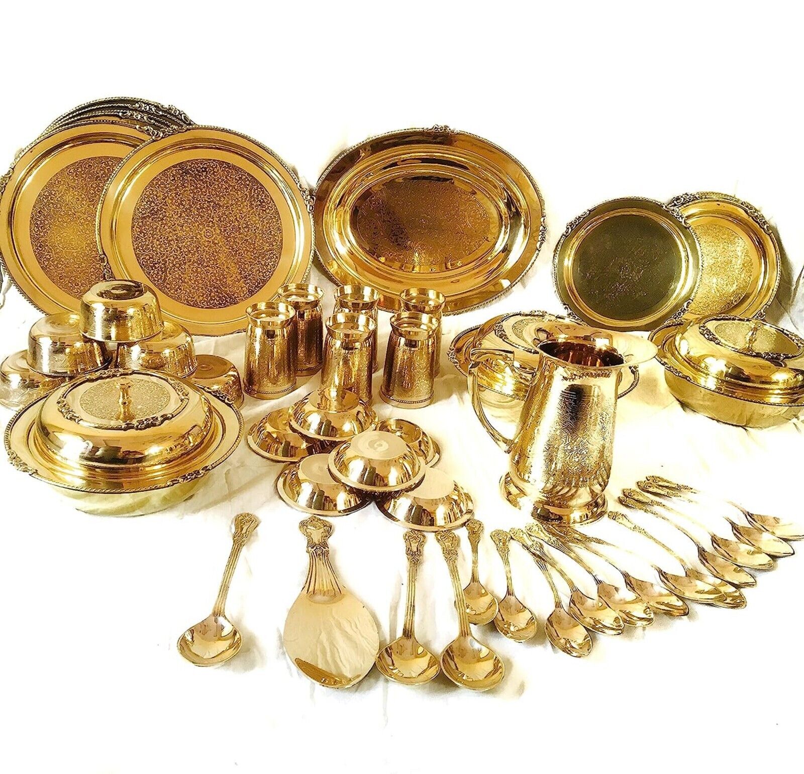 Indian Traditional  Brass Dinner Set 51 Pieces