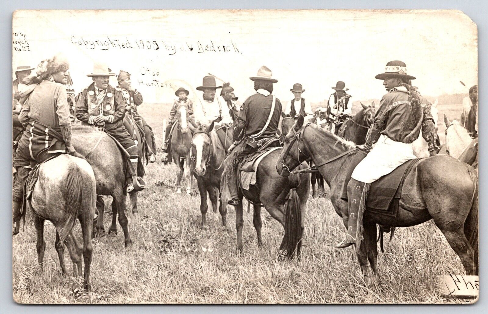 Postcard RPPC Otoe Hunters Oklahoma Indian Tribe John V. Dedrick Photo 1909 N1