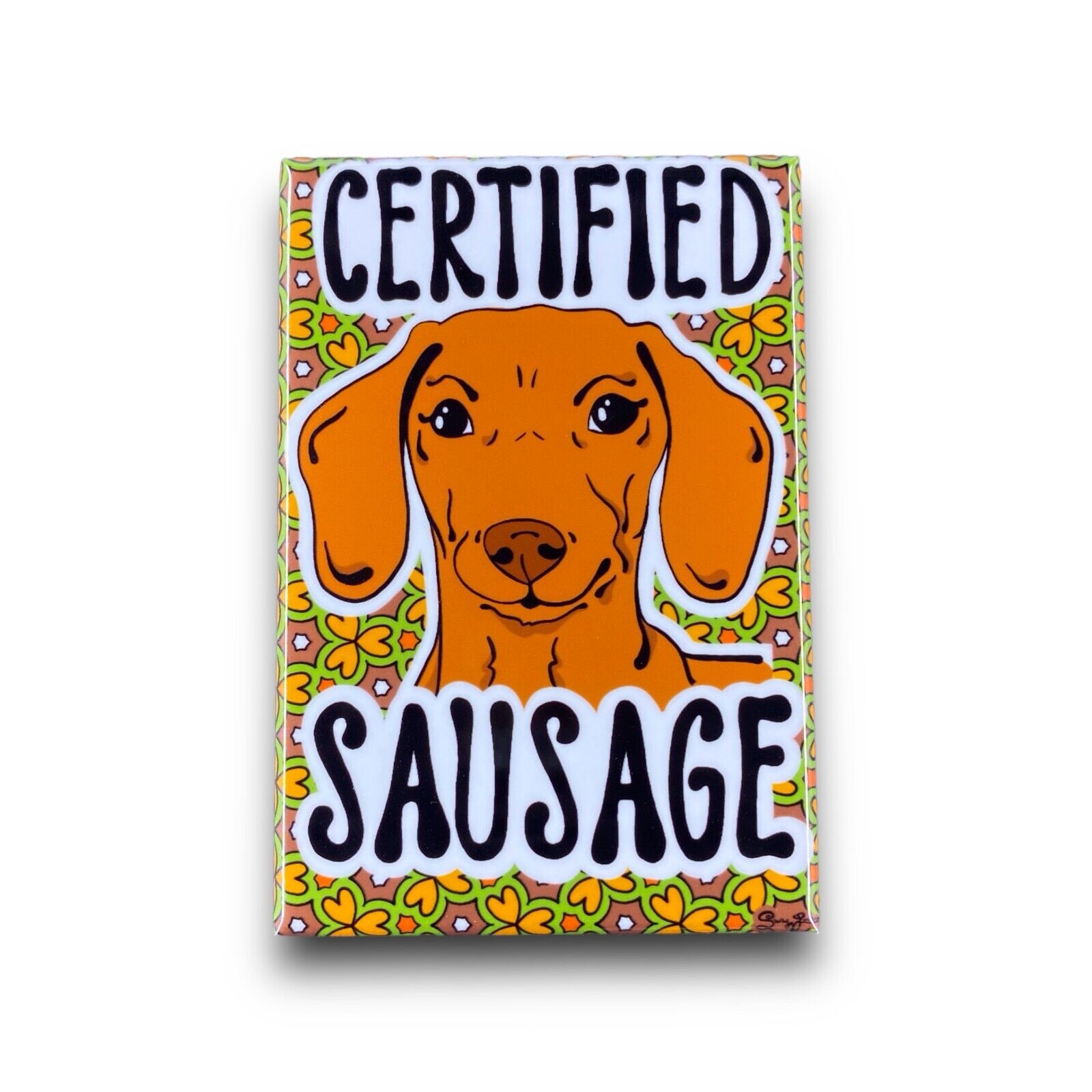 Red Dachshund Wiener Dog Certified Sausage Magnet 2x3 Handmade Decor Gift