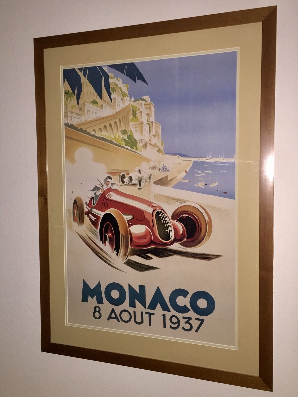 VINTAGE GRAND PRIX 1937 MONACO RACE POSTER  LARGE &  BEAUTIFUL