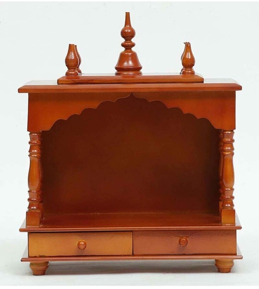 Home Mandir Worship Temple Designer Wooden Light Brown Pooja Ghar Hindu Temple