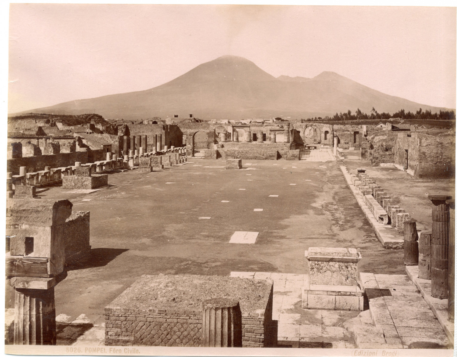 Italy, Pompeii, Civil Forum, ed. Brogi Vintage Albumen Print, Italy Tirage al