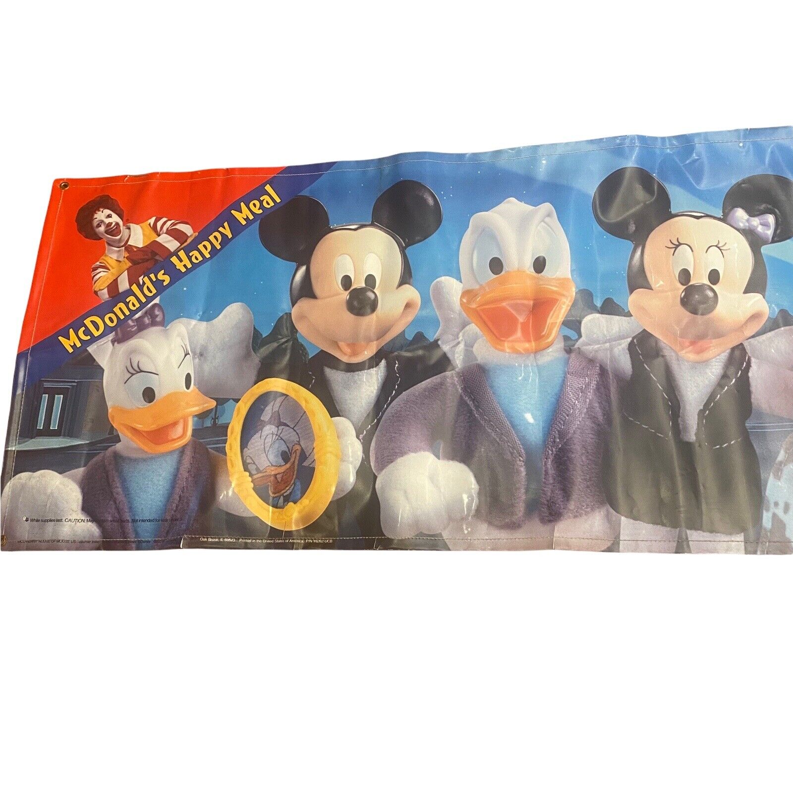 Huge McDonald’s Happy Meal Toy Banner VTG 90s Disney Mickey Minnie 8 Feet Wide