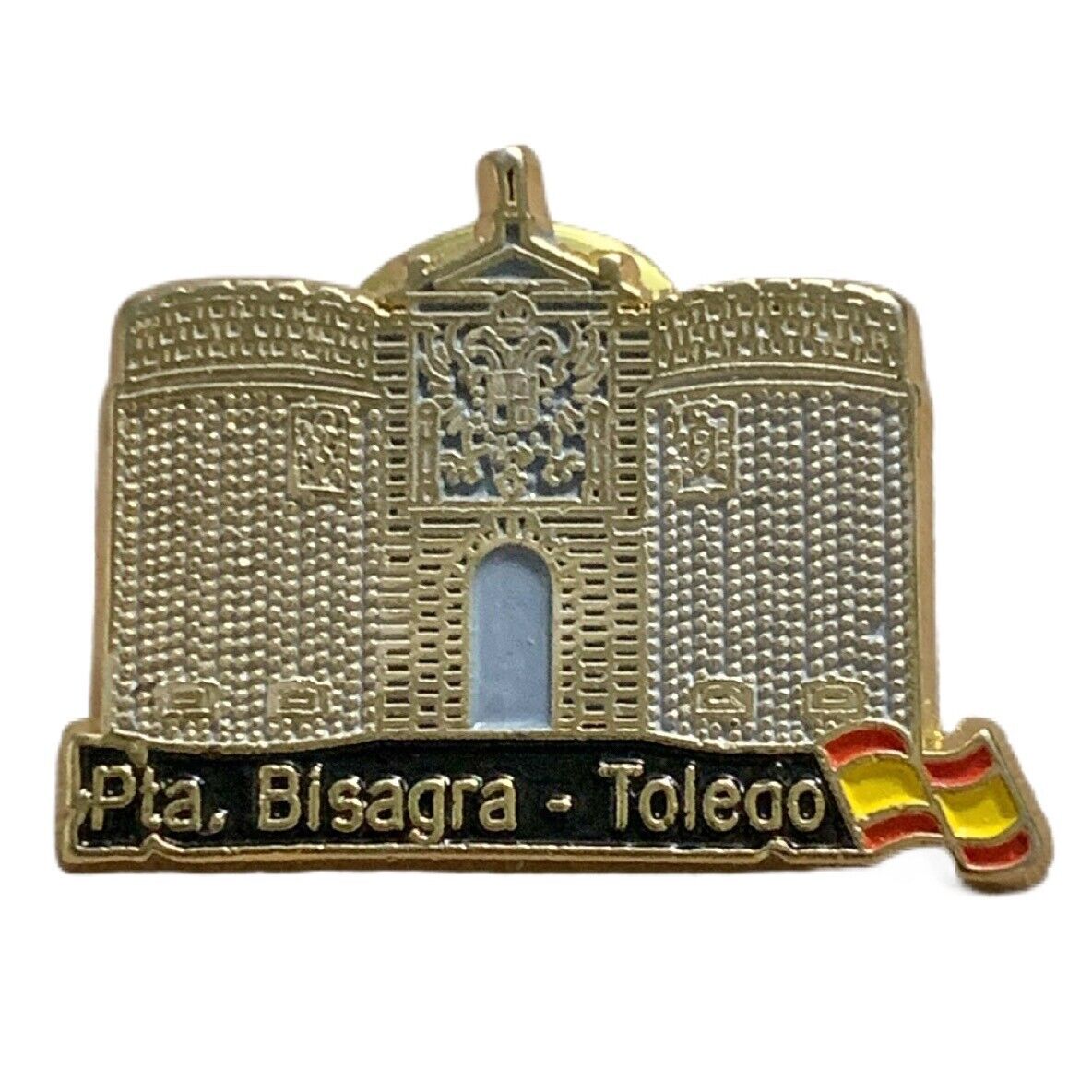 Vintage Puerta de Bisagra Toledo Spain Scenic Travel Souvenir Pin
