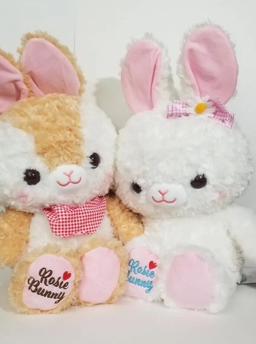 Amuse Amufun Caramel & Rosie Bunny Plushes Anima Japan Big Bunnies Lot of 2 NWT