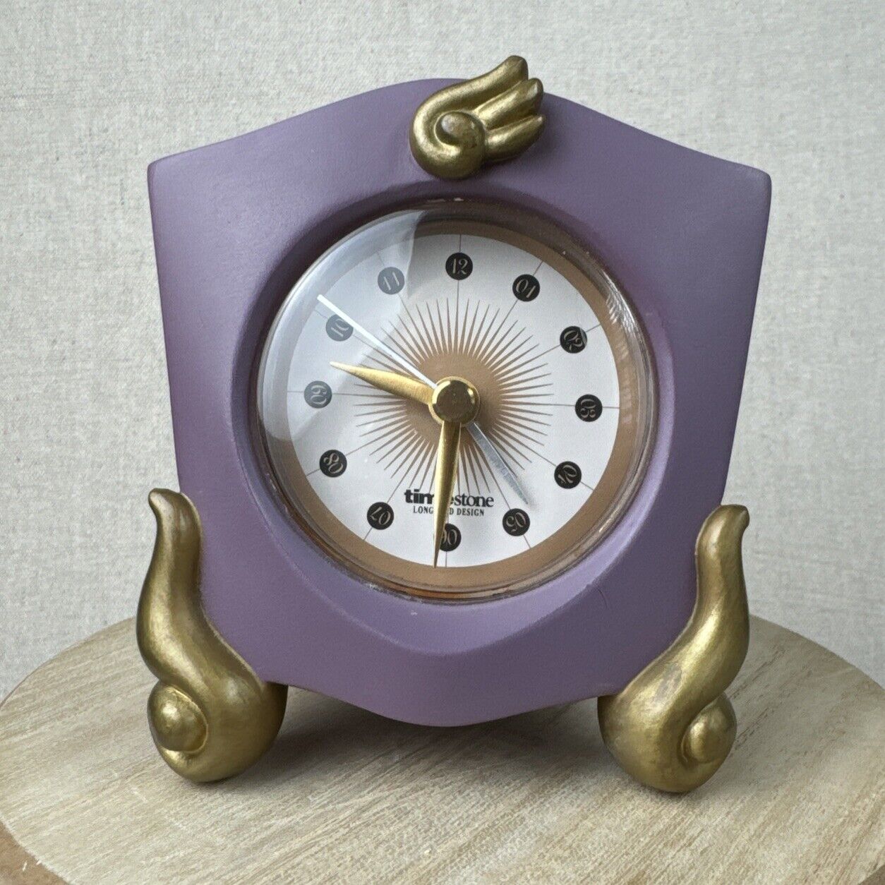 Postmodern 80s vintage Memphis pop art Nightstand Purple clock NOT TESTED
