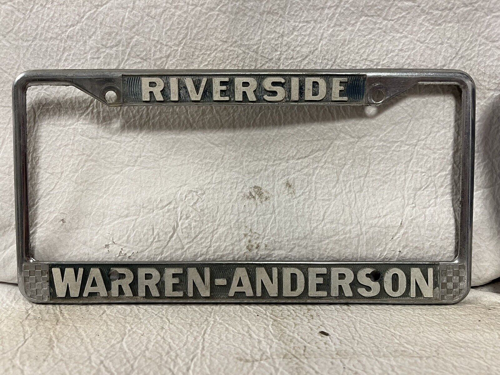 Vintage Riverside Warren Anderson License Plate Frame