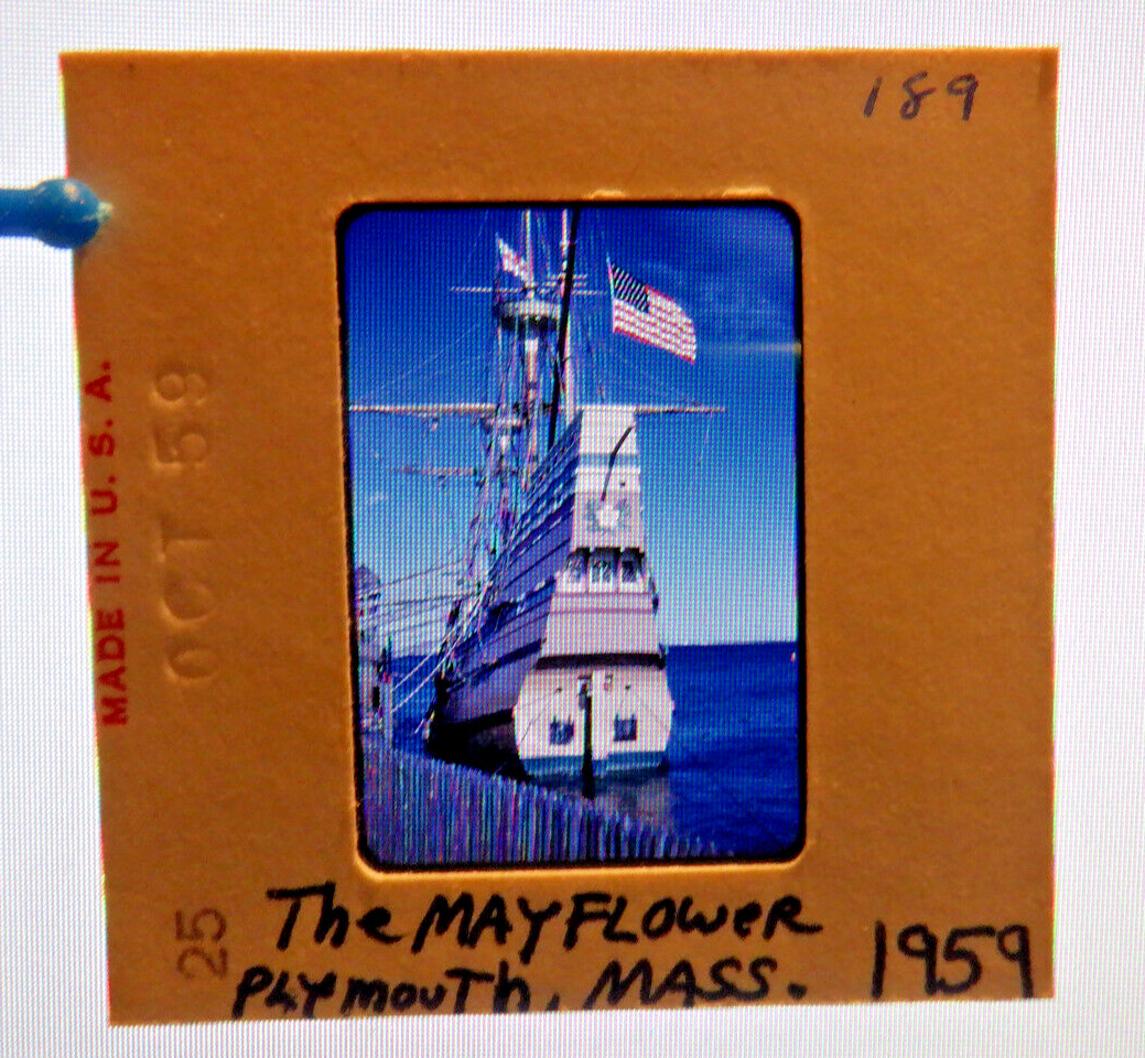 RARE 35mm Color Photo Slide 1959 The Mayflower Pilgrims Ship Plymouth, Mass.