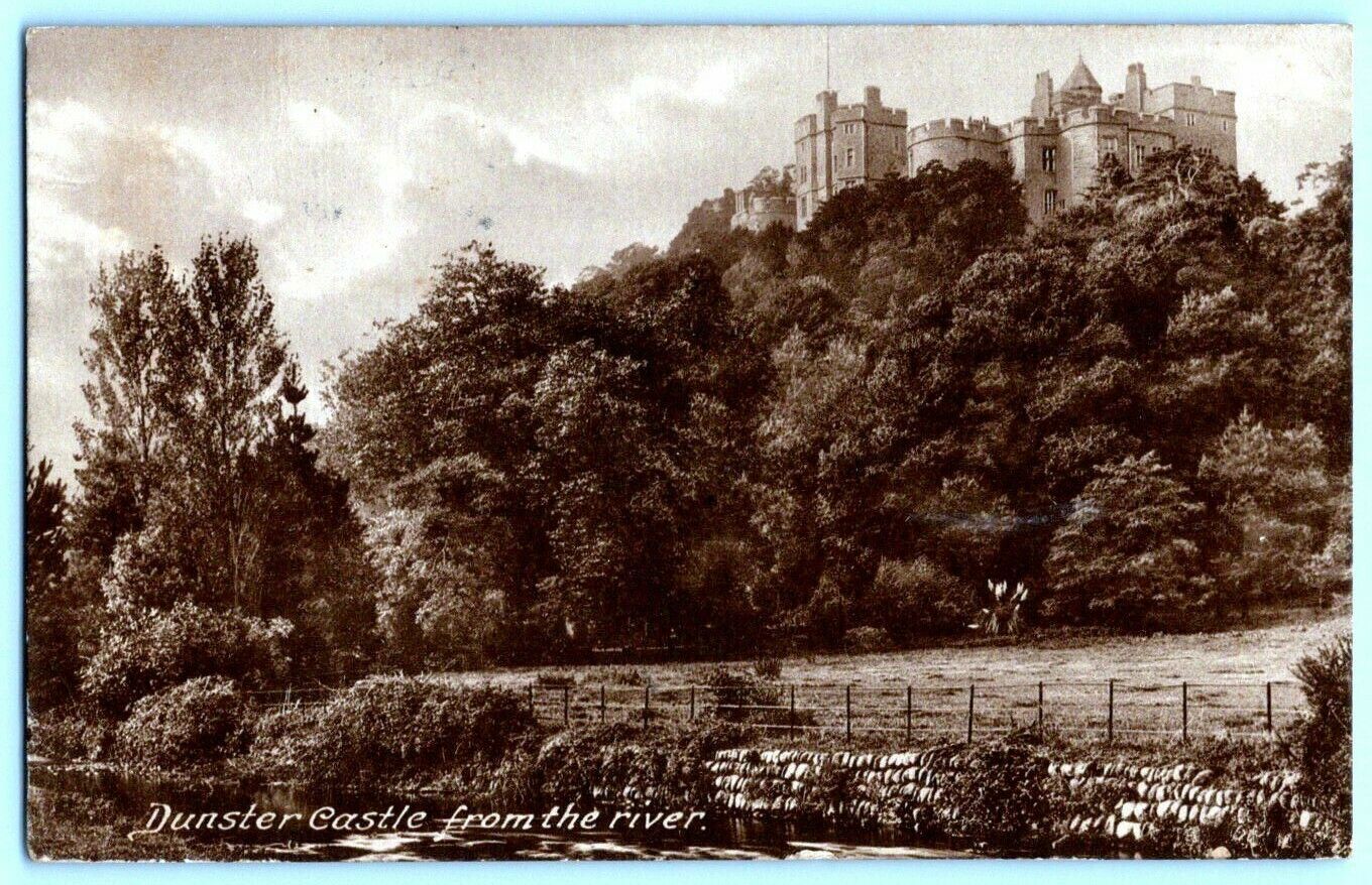 VTG Postcard~ Dunster Castle From The River~ Somerset, England