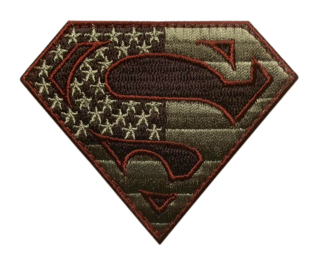 Superman Shield US Flag Subdued Patch [Hook Fastener -SM7]