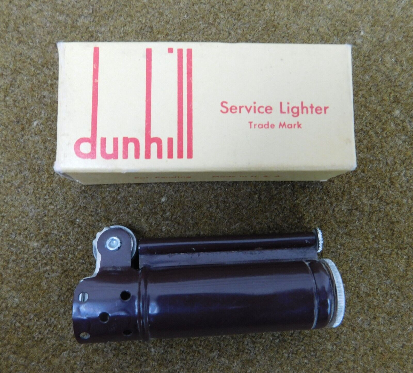 ORIGINAL WWII U.S. DUNHILL SERVICE LIGHTER IN BOX UNFIRED - BROWN