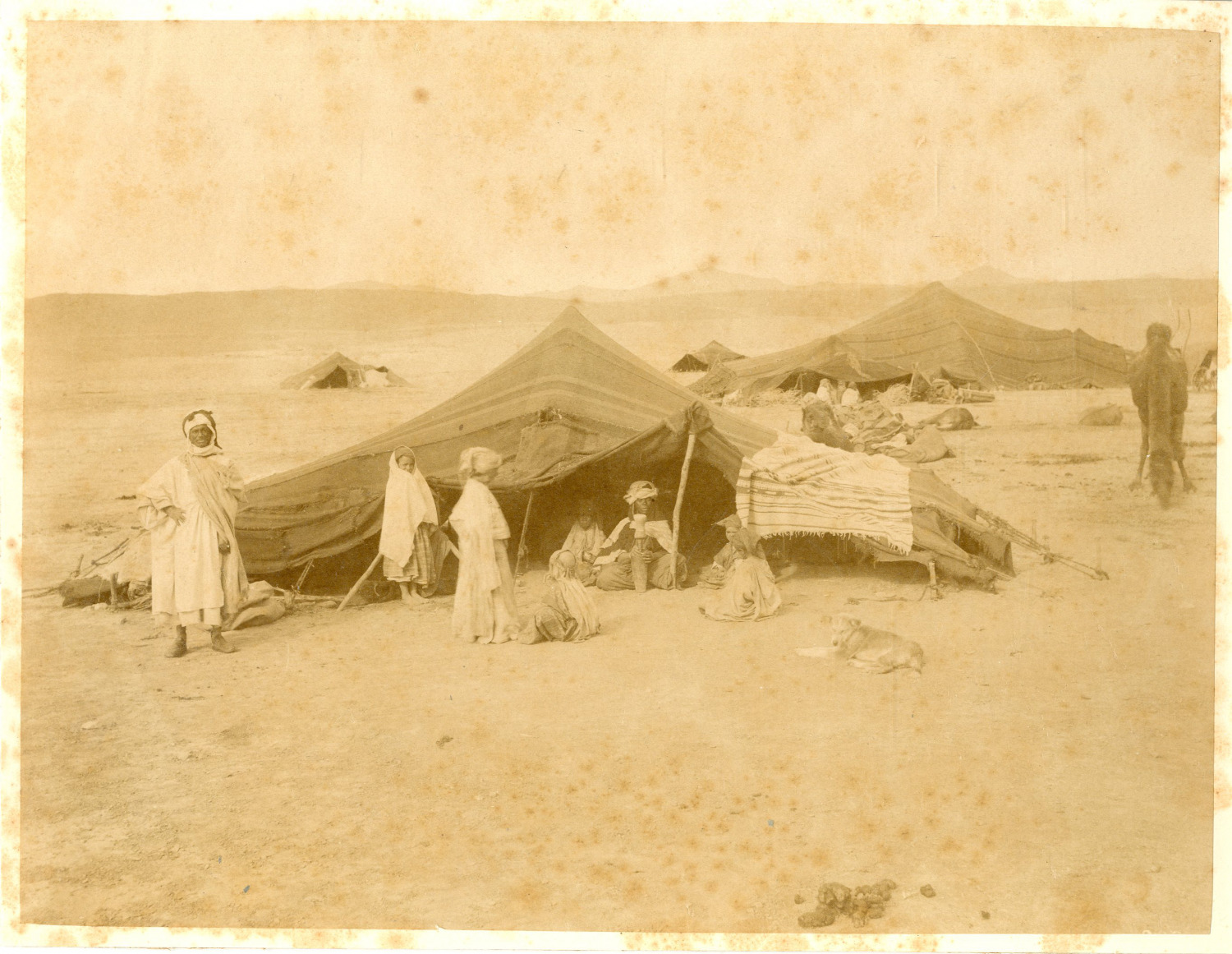 Algeria, Vintage Kabylia Camp Albumen Print.  21x2 Albumin Print