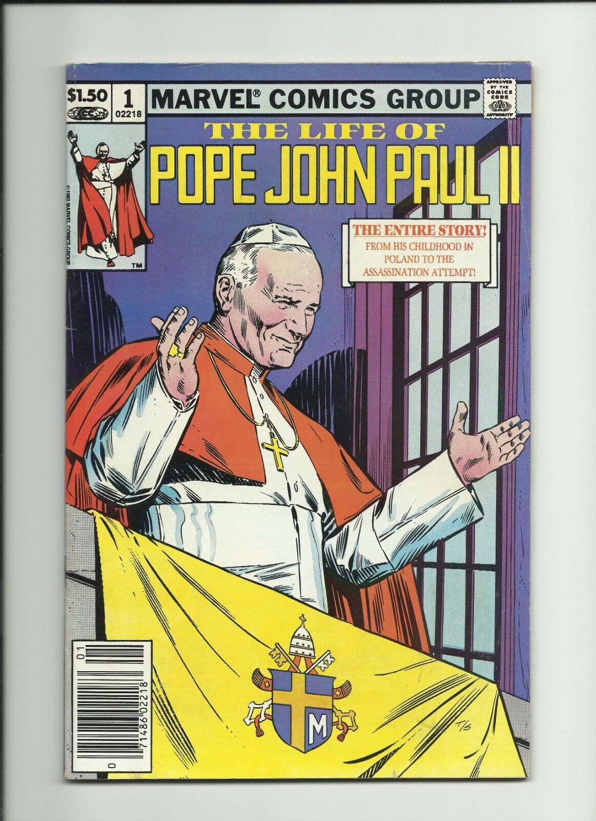 Marvel The Life of Pope John Paul II 1 Fine Joe Sinnott 1982 Pontiff NEWSSTAND