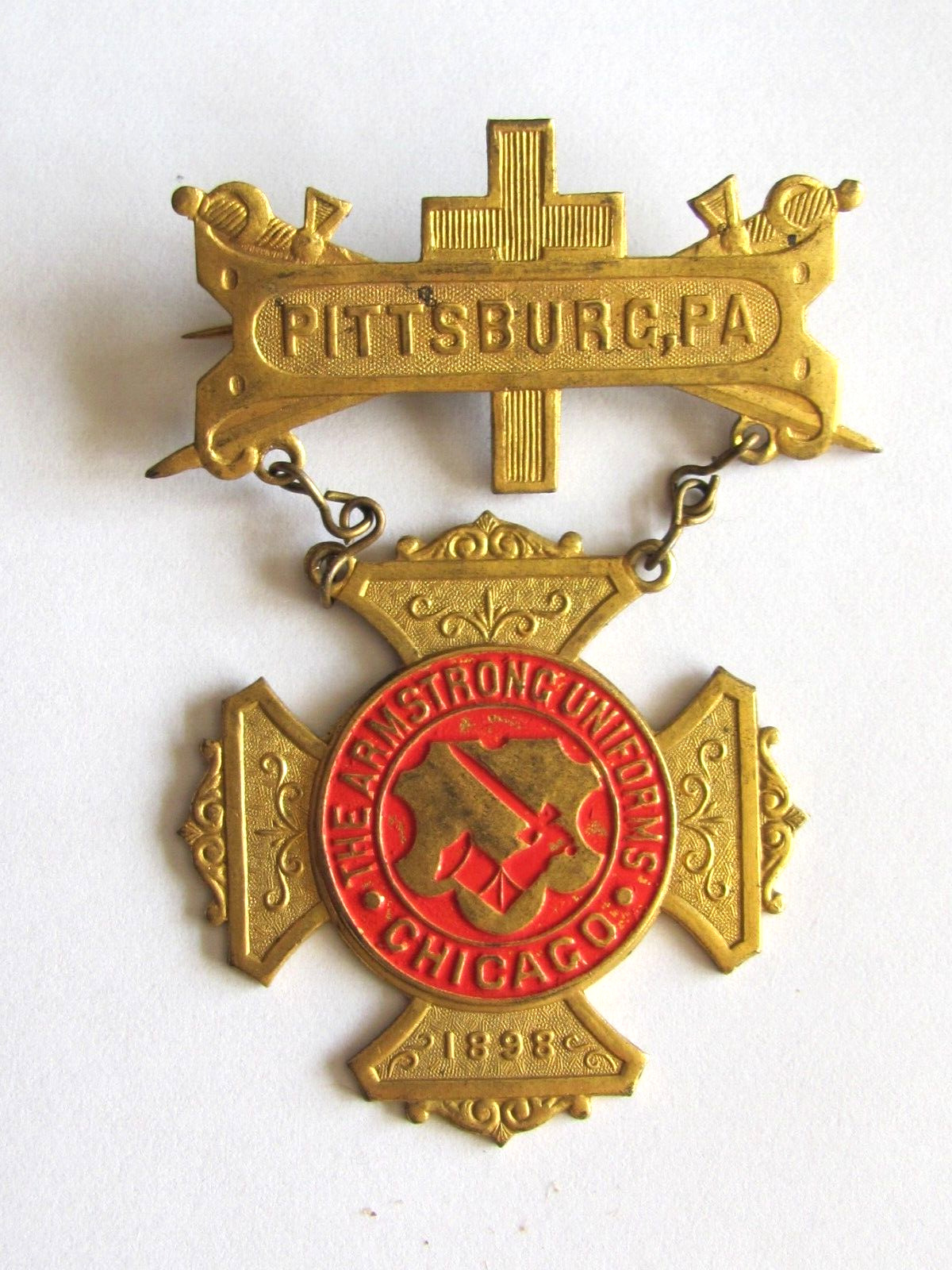 1898 KNIGHTS TEMPLAR PITTSBURG MEDAL ADVERTISING ARMSTRONG UNIFORMS CHICAGO