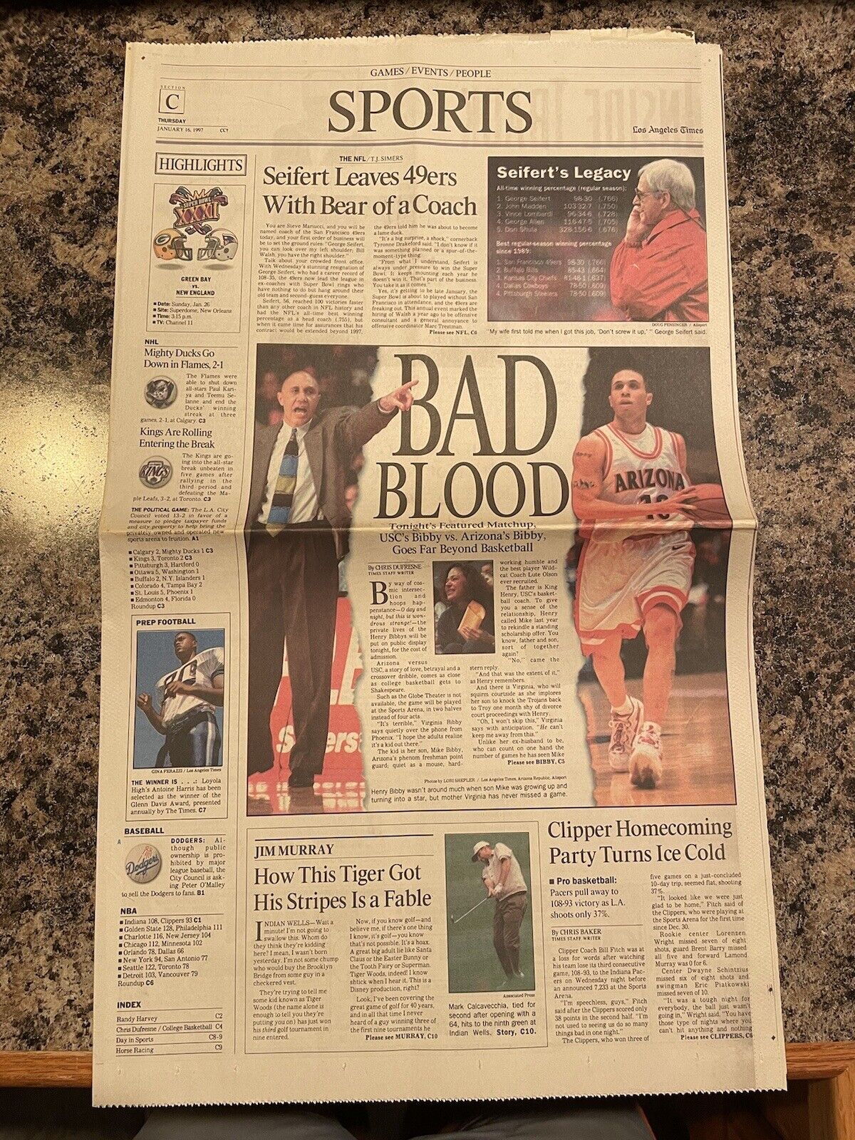 1997 Arizona Wildcats Basketball Newspaper.  Mike Bibby