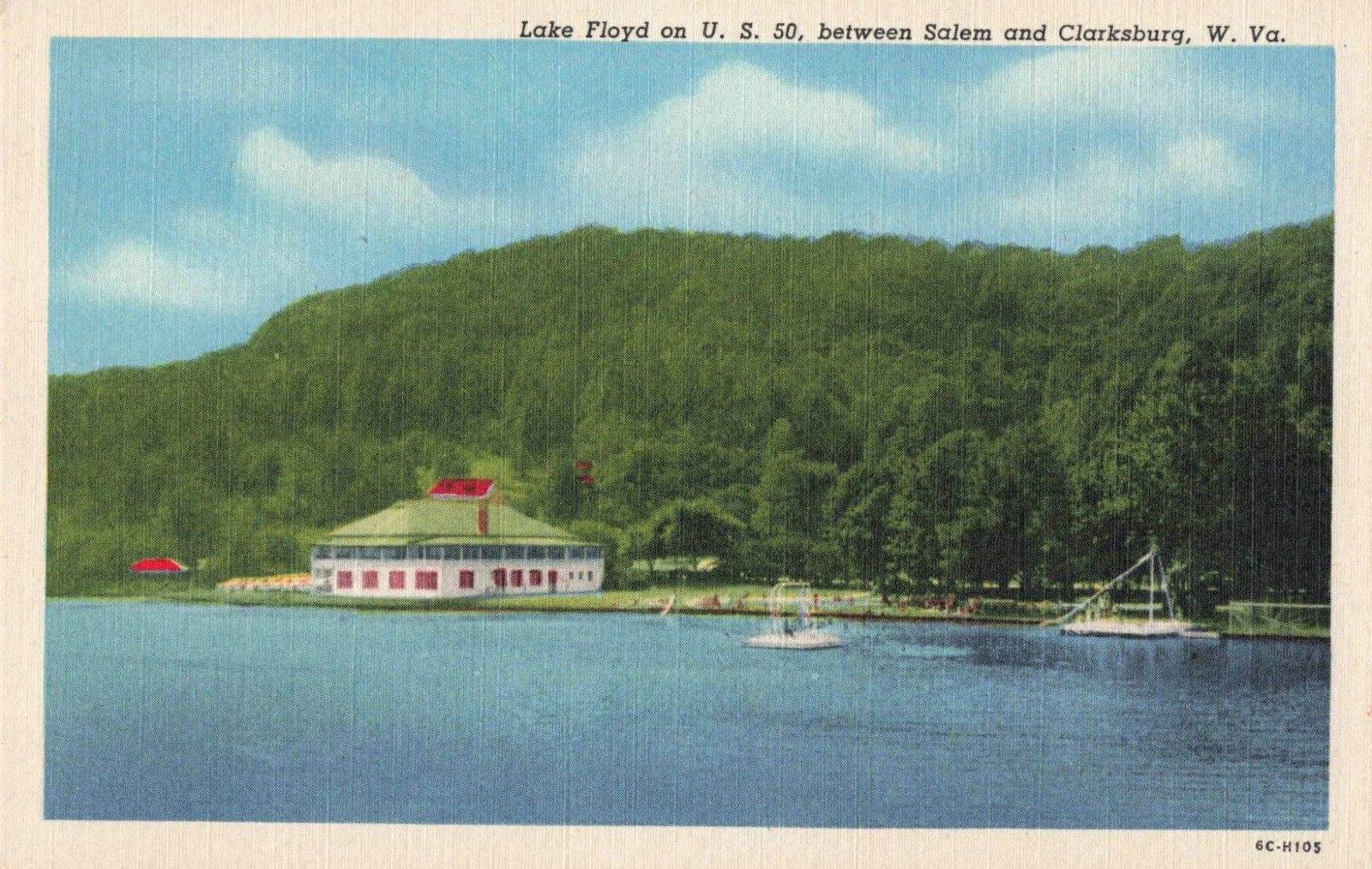 Clarksburg WV West Virginia, Lake Floyd, US 50, Salem, Vintage Postcard