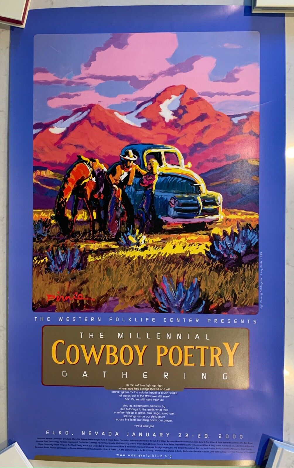 2000 Elko Nevada Cowboy Poetry Gathering Poster Y2K Millennium Western Folklife
