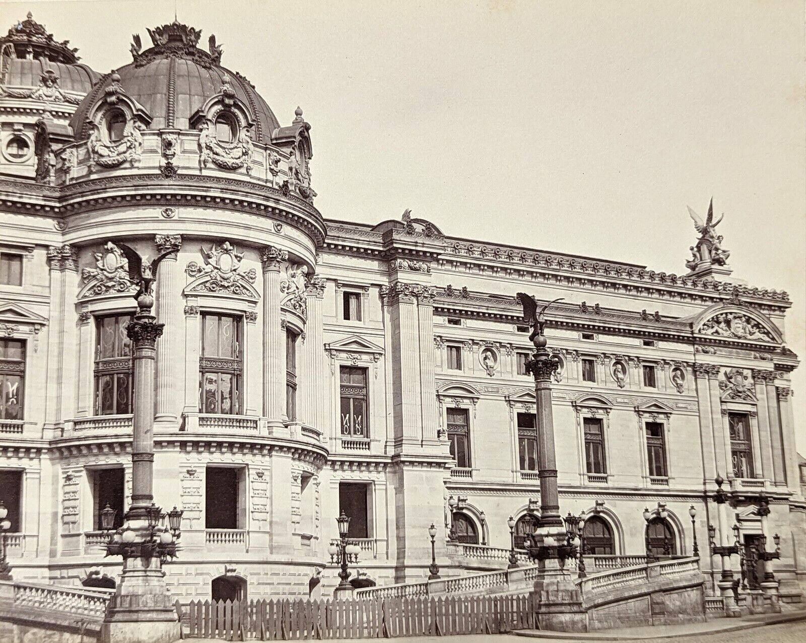 Paris France Antique Photograph West Side of Palais Garnier Large Albumen Print