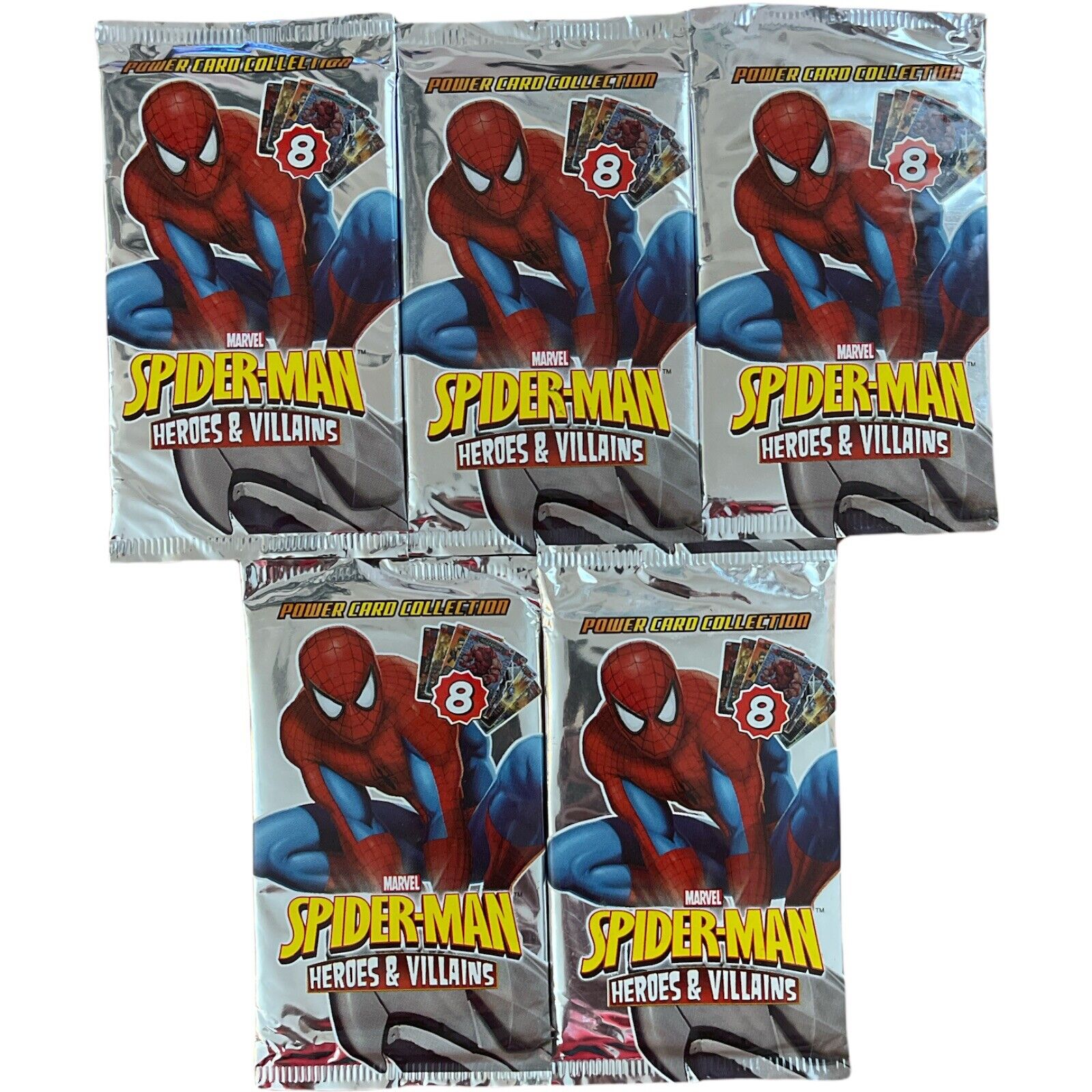 Lot of (5) 2013 Marvel Spider-Man Heroes & Villains Power Card Collection Packs