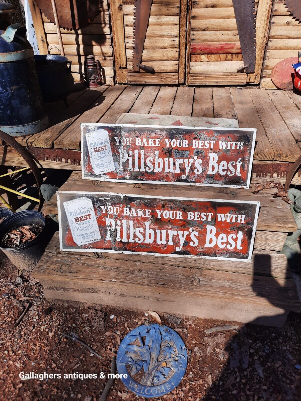 lot of 2 rare Vintage Pillsbury’s Best Flour Sign 12\