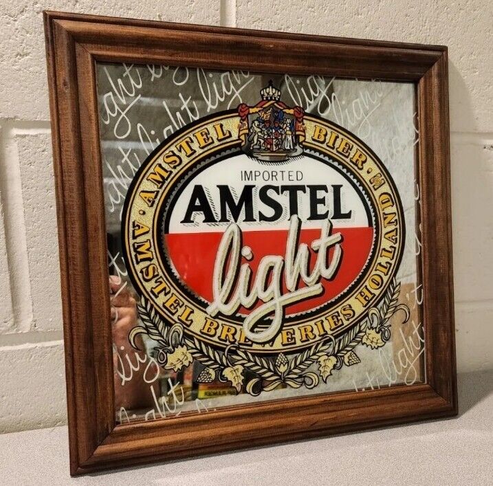 Vintage Amstel Light Mirror Wall Sign RARE