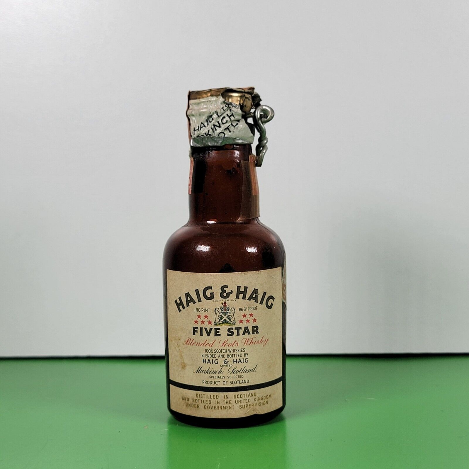 Vintage Empty MINIATURE Bottle: HAIG & HAIG Five Star | 1/10 PINT | 1944-1960