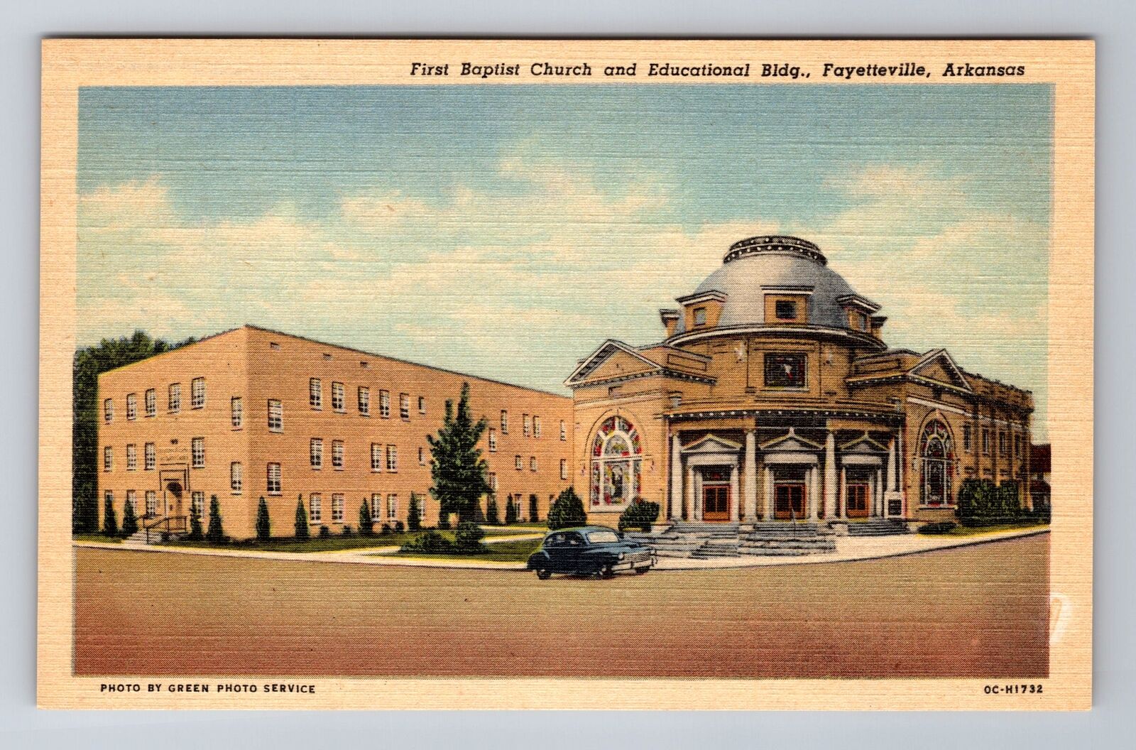 Fayetteville AR-Arkansas, First Baptist Church, Antique Vintage Postcard