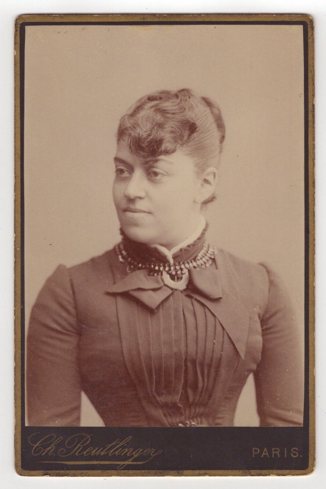 FRENCH AFRICAN WOMAN : PHOTO BY CHARLES REUTLINGER : UNCOMMON : CABINET CARD