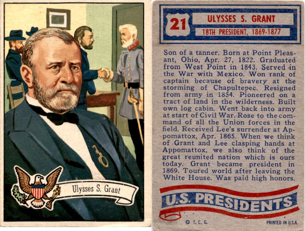1956 Topps, U.S. Presidents, #21 Ulysses S. Grant (B96)