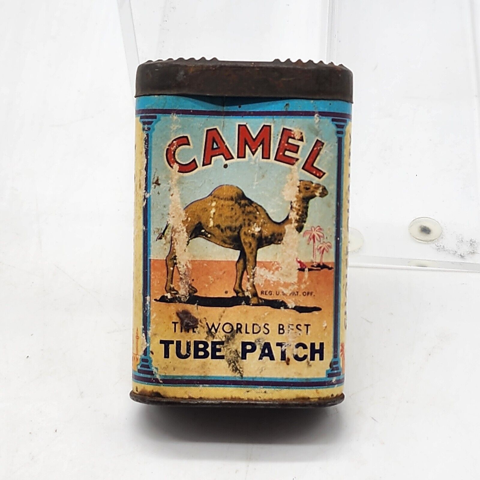 Vintage 1949 Camel Tube Patch Container Graphic Advertising  