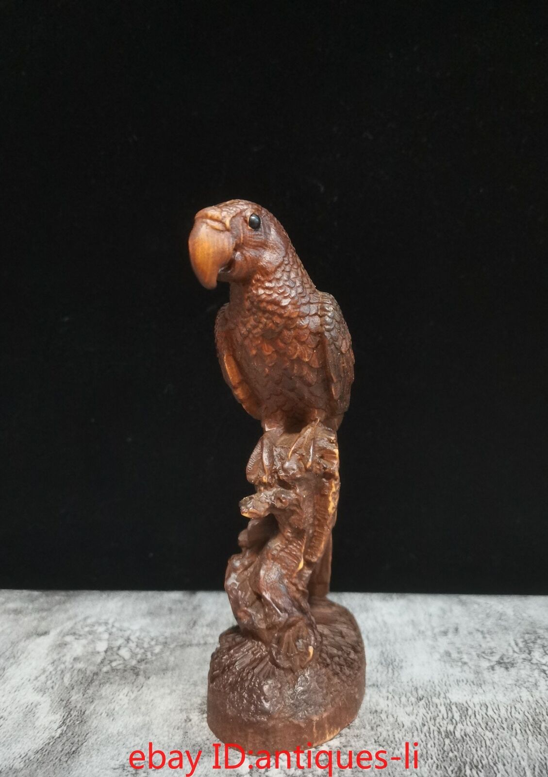 Chinese boxwood hand-carved parrot eagle brave and martial statue collection