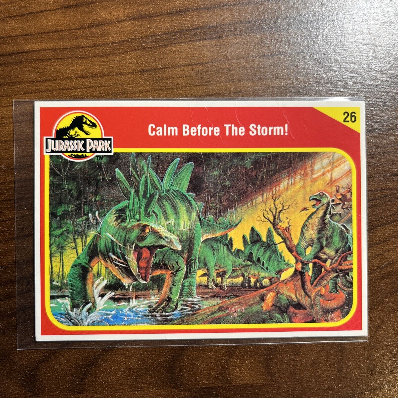 JURASSIC PARK KENNER ACTION FIGURE PROMO TRADING CARD #26 CALM BEFORE THE STORM