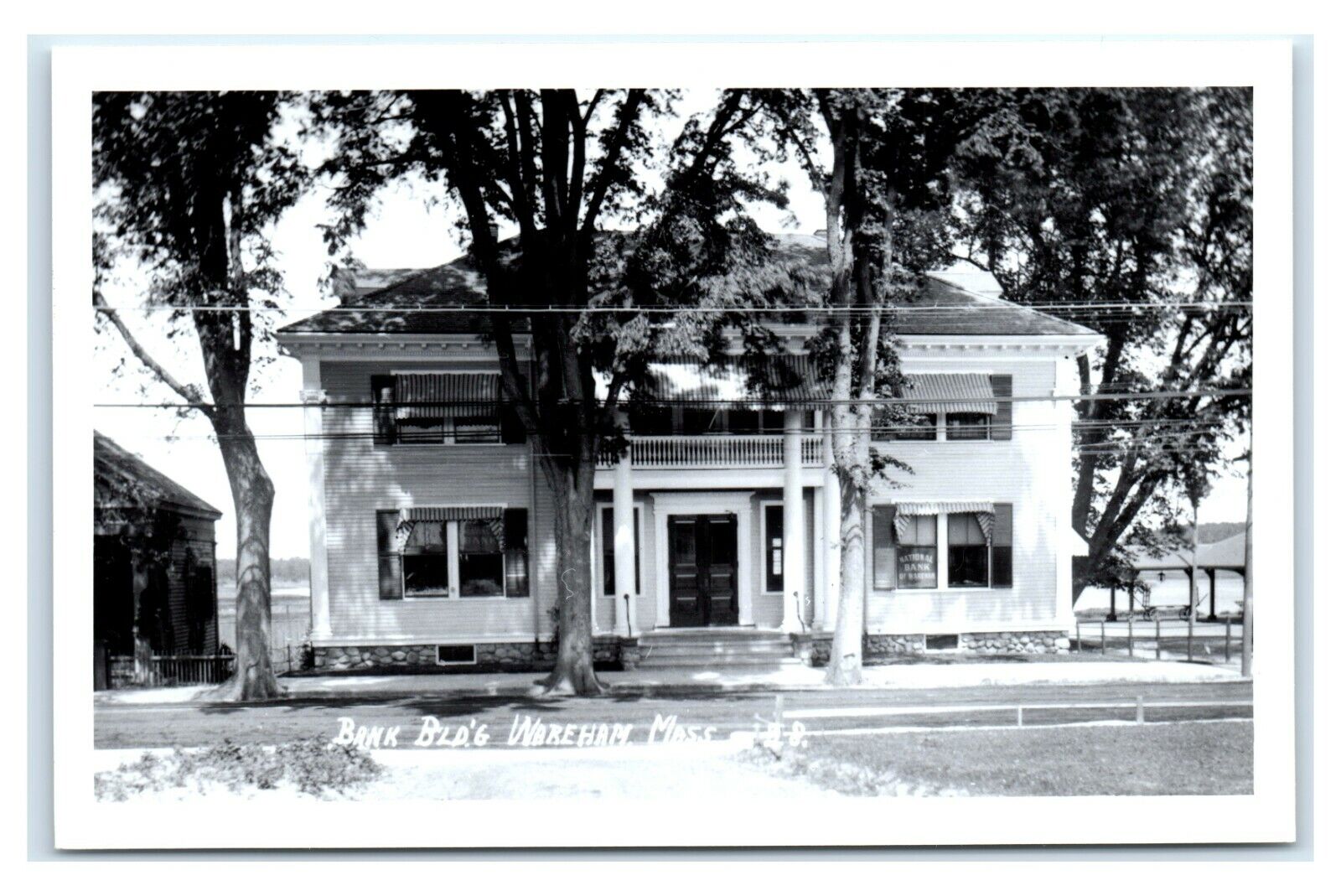 Postcard Bank Building, Wareham MA RPPC J17