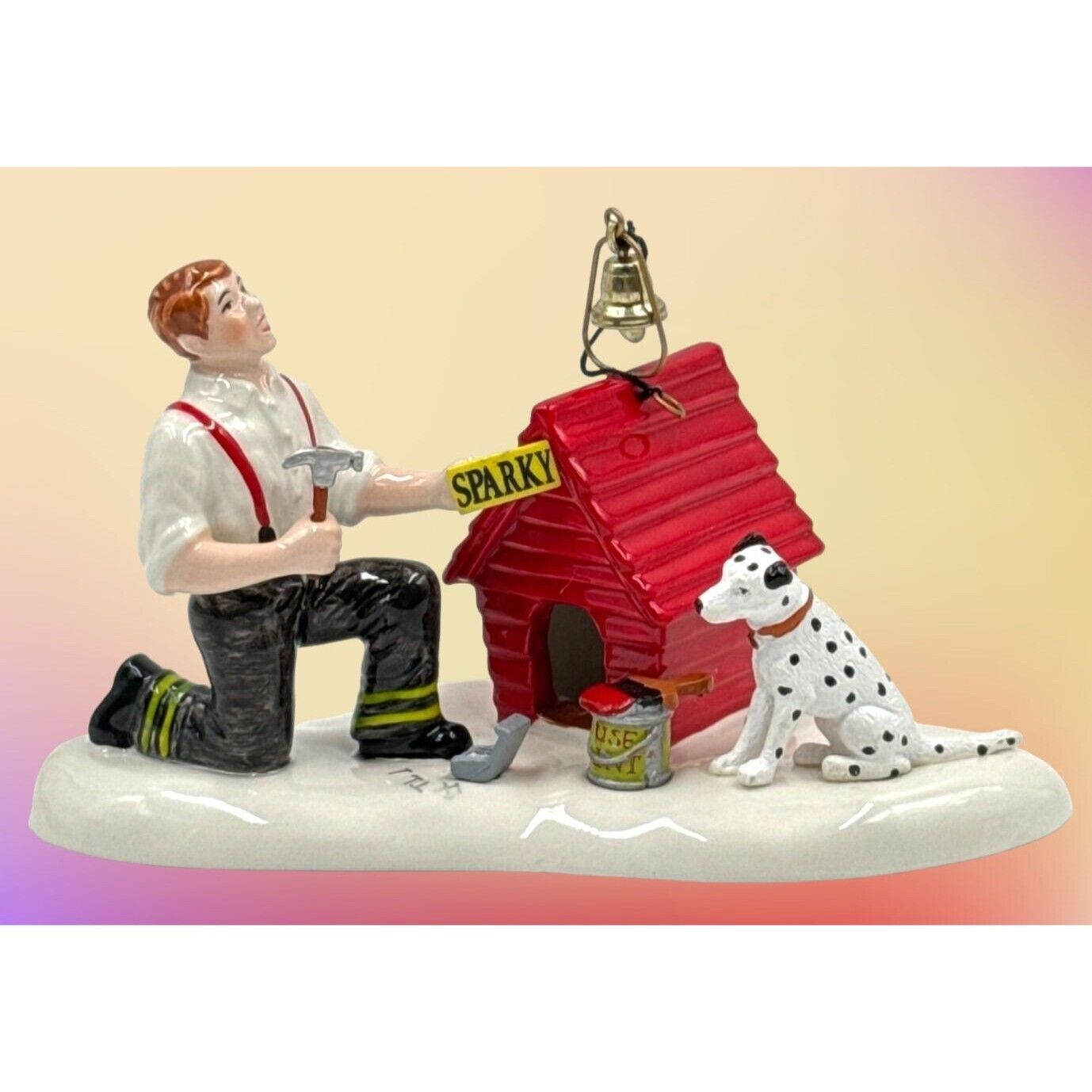 Department 56 Snow Village Sparky\'s New Doghouse Dalmatian Fire House No. 4 Xmas