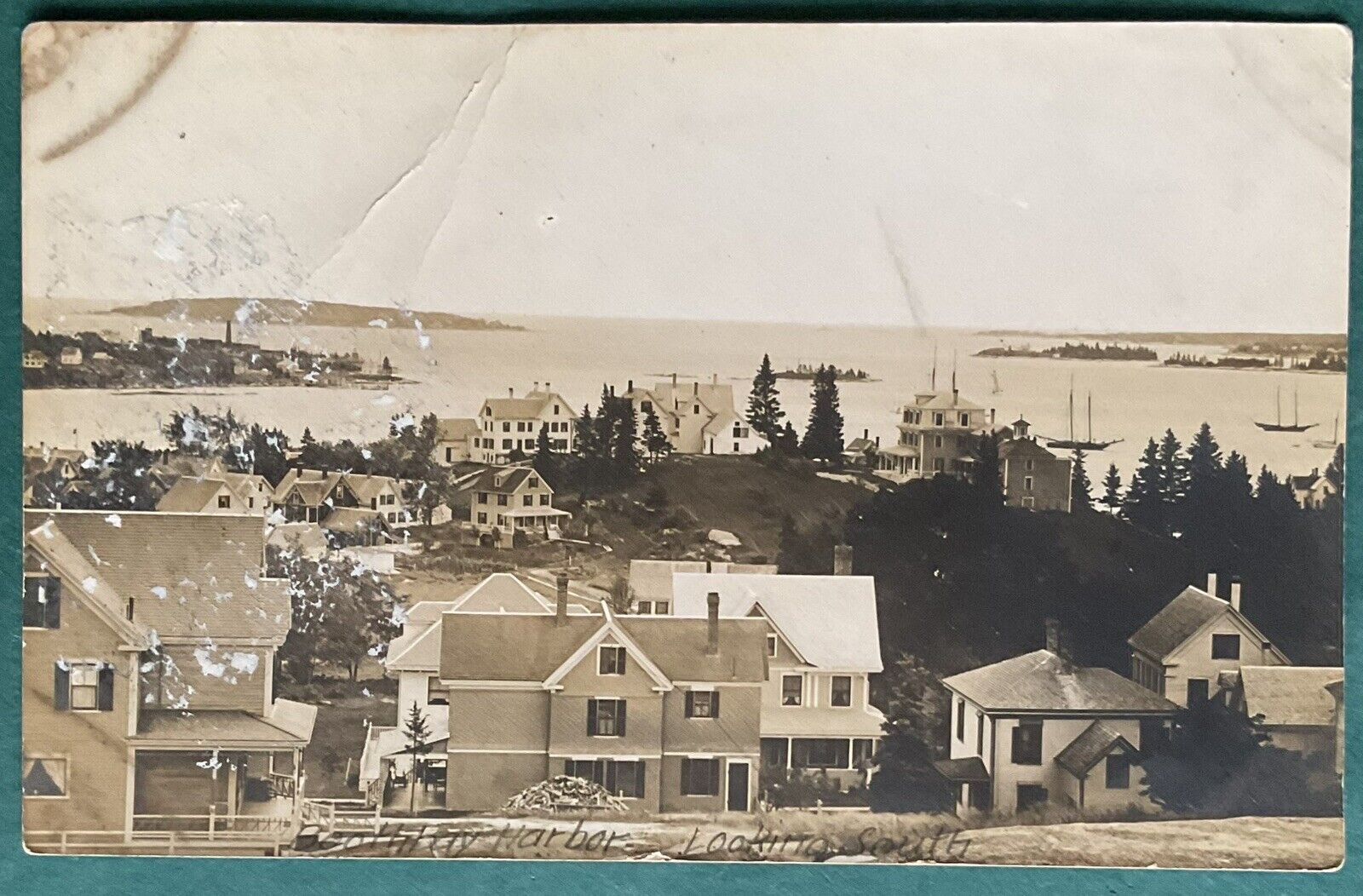 Very Early Boothbay Harbor Homes Postcard