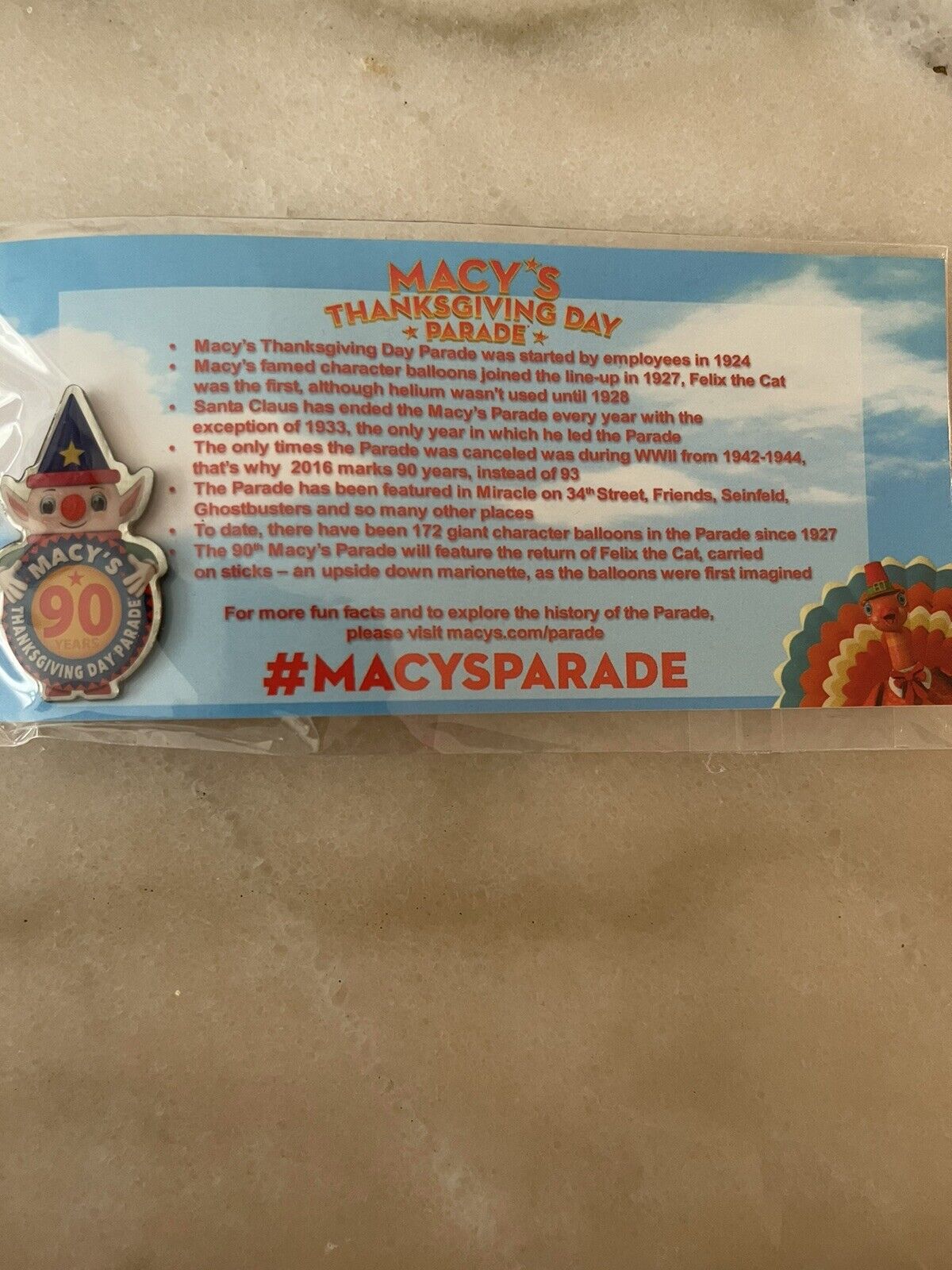 macys thanksgiving day parade pin