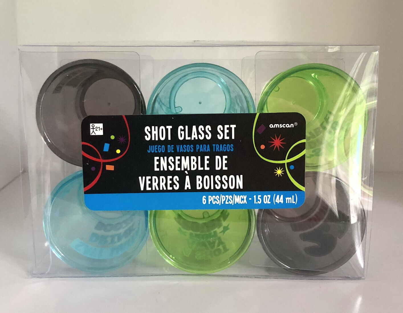NEW Party City Set of 6 Shot Glasses 21st Birthday Gift Favor Plastic Barware