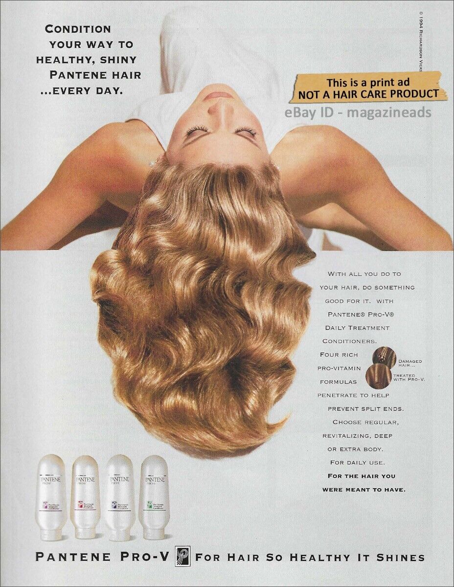 vintage PANTENE Hair Care 1-Page PRINT AD 1994 blonde woman with beautiful waves