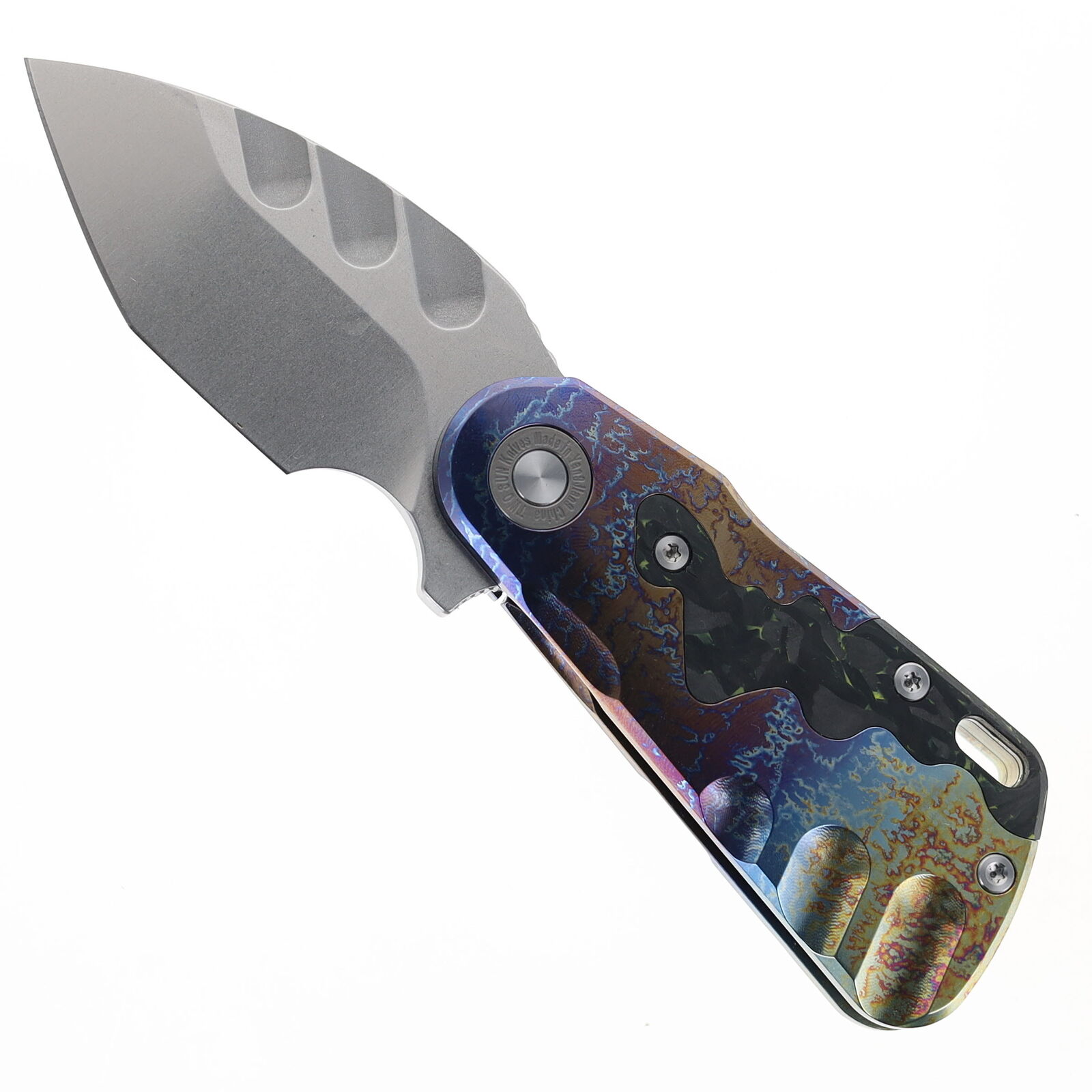 Two Sun Folding Knife Color Carbon Fber/Titanium Handle M390 Plain Edge TS512